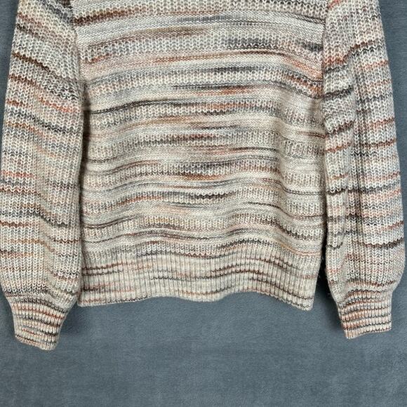 Madewell Sweater Womens Small Tan Striped Wool Blend Cozy Comfort Stretch Boho - Picture 3 of 11